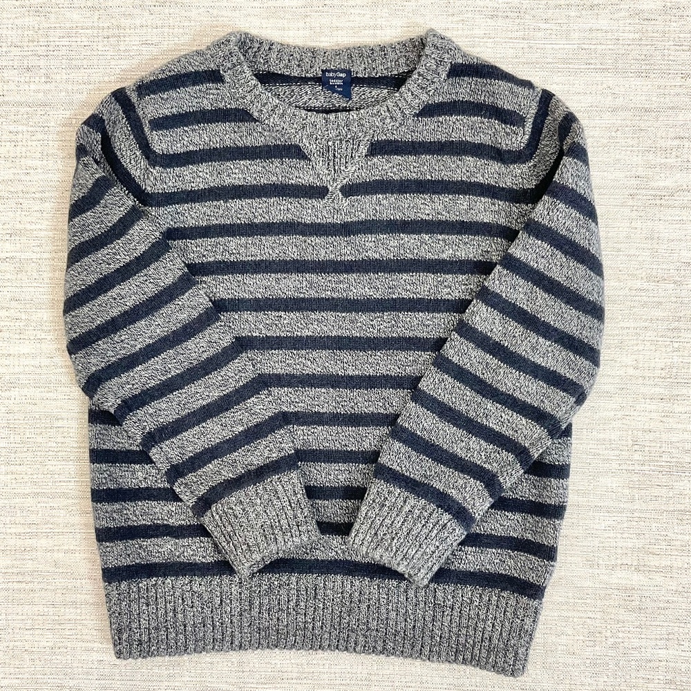 Gap Grey and Navy Striped Sweater Size 4 Years